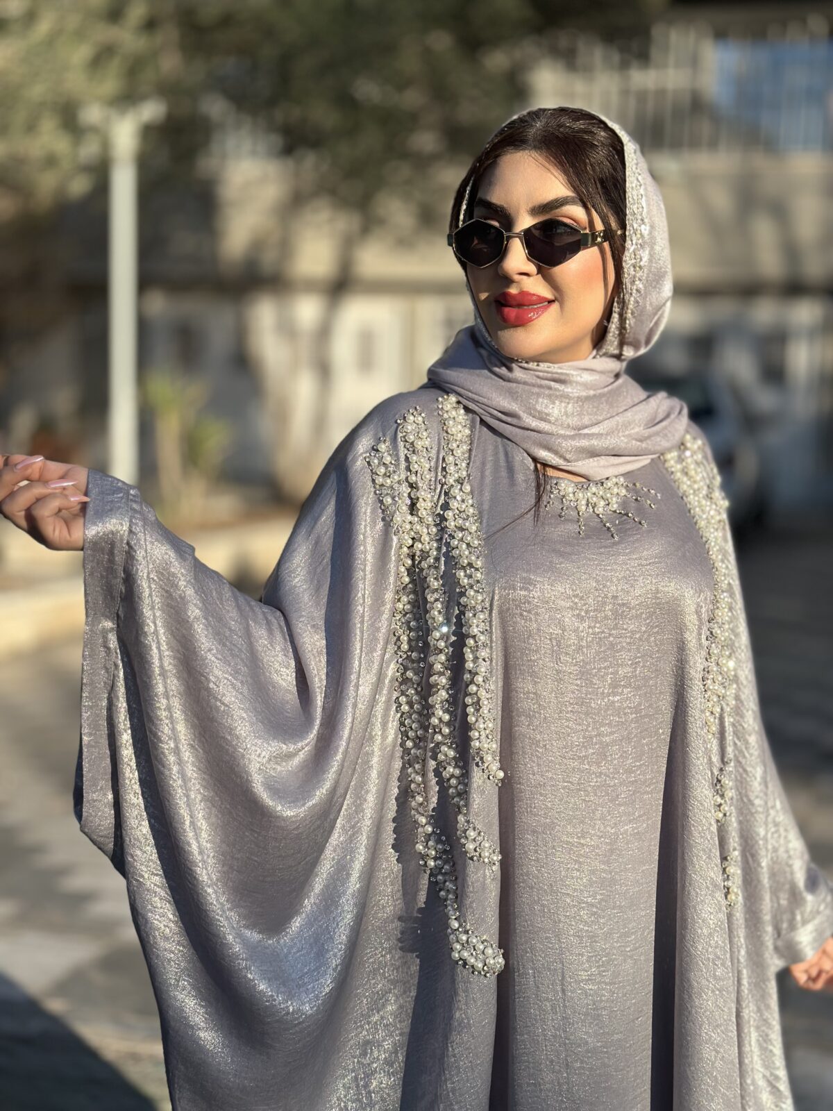 ست عبا و شال مجلسی نقره ای - Image 5