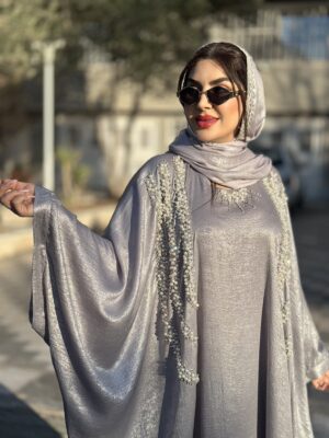 ست عبا و شال مجلسی نقره ای - Image 5