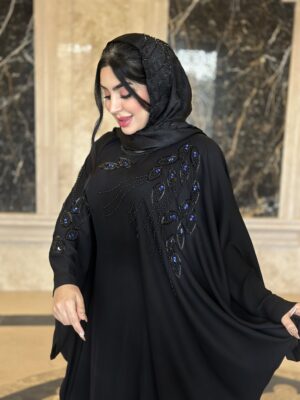 مانتوعبایی مزونی مدل طاووس سنگ آبی💎 - Image 2
