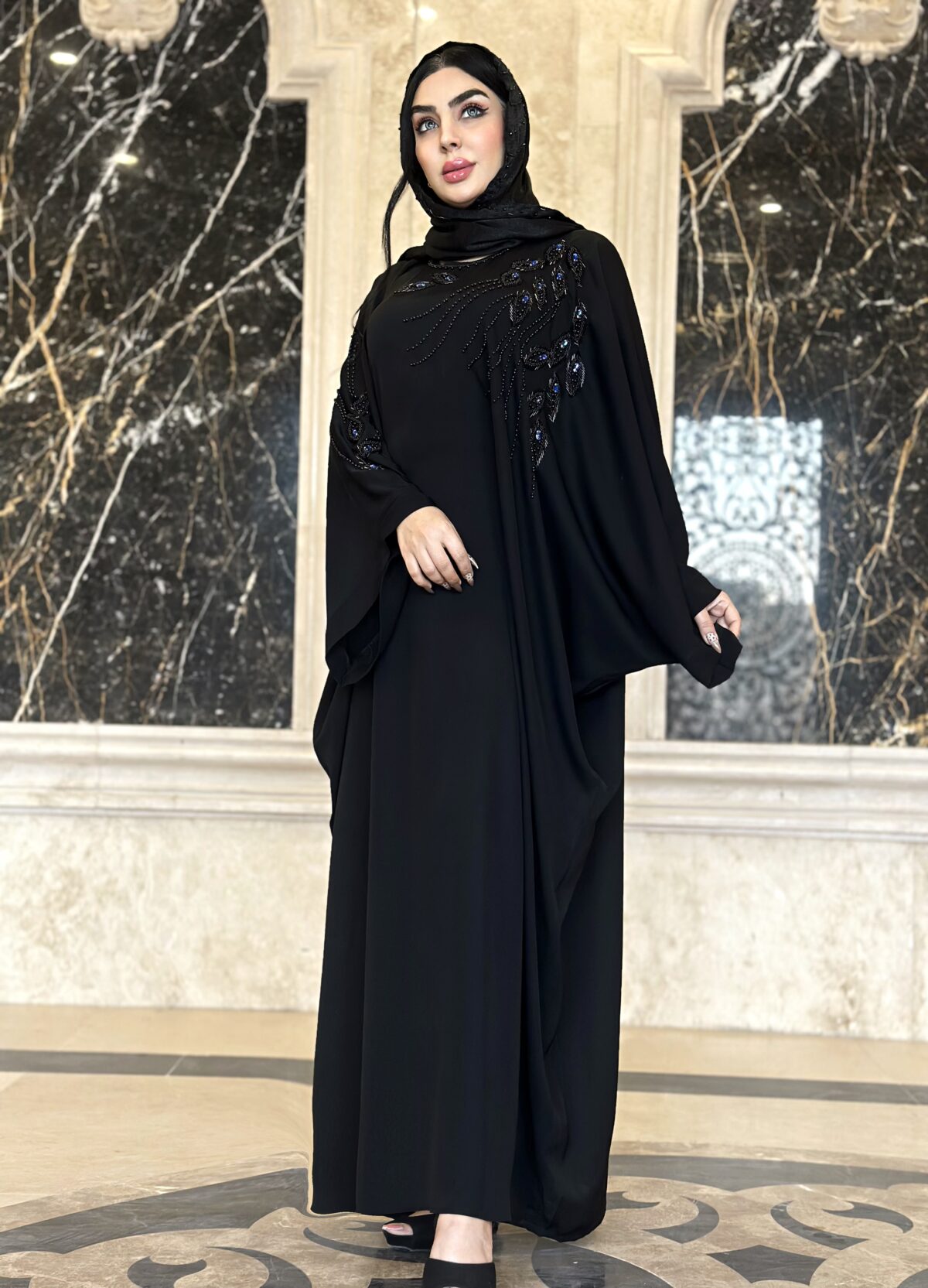 مانتوعبایی مزونی مدل طاووس سنگ آبی💎 - Image 7