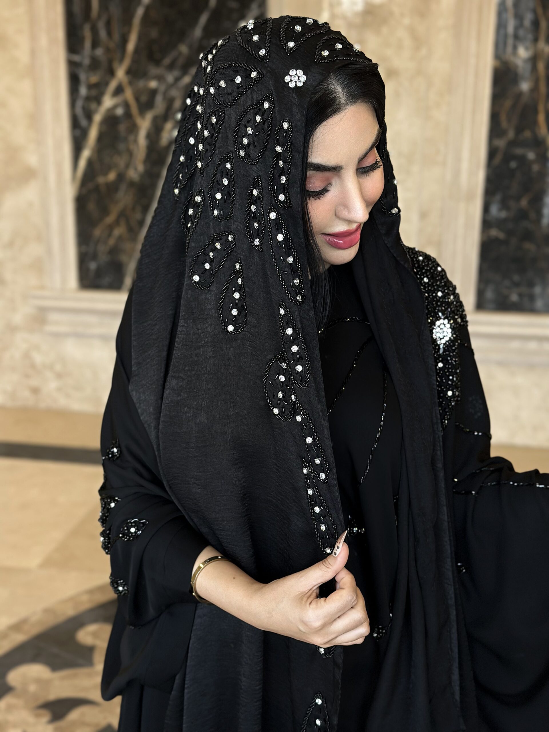 شال مزونی مدل تبسم (مشکی)