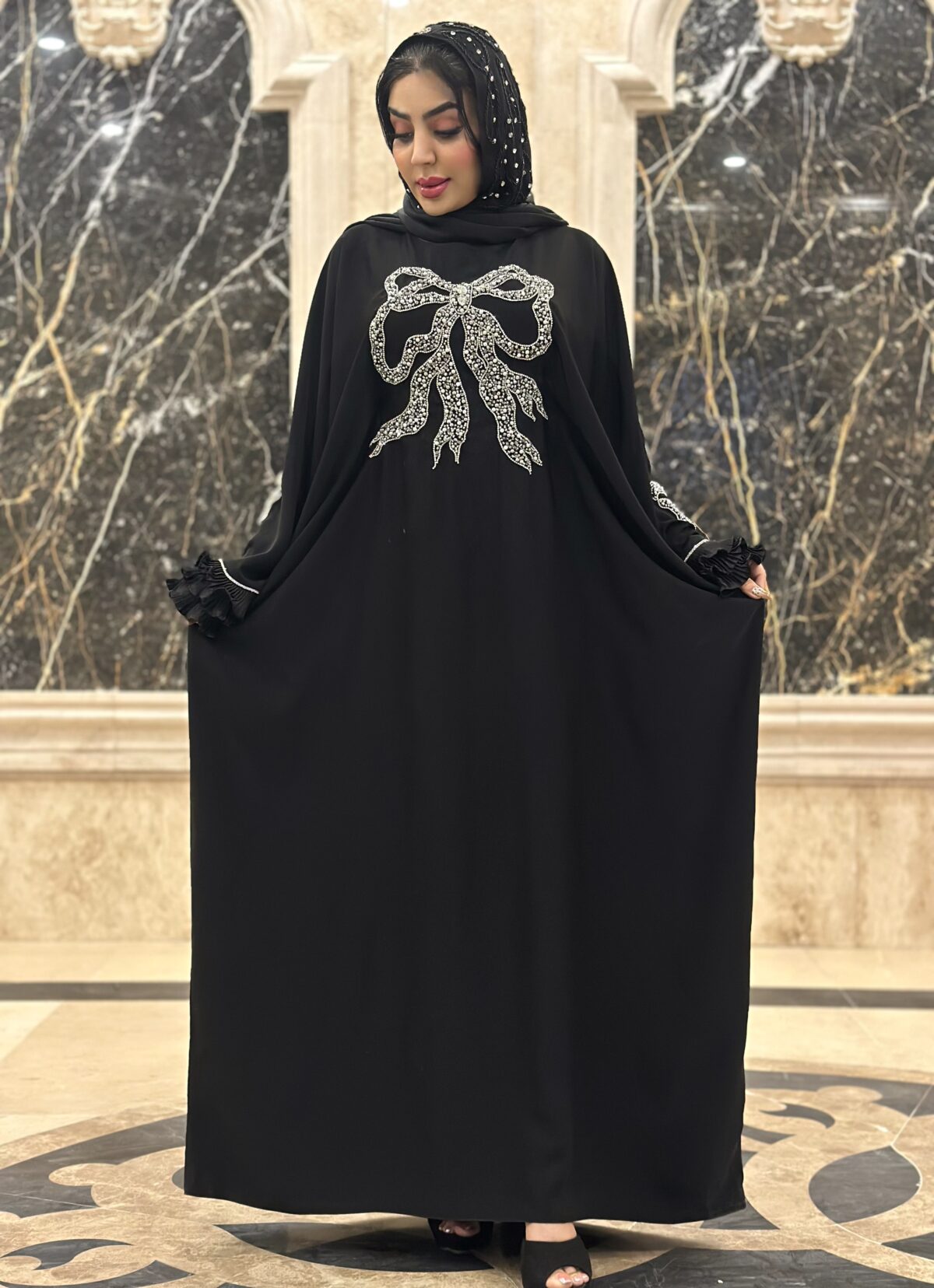 مانتوعبایی سنگدوزی مدل پاپیون - Image 6