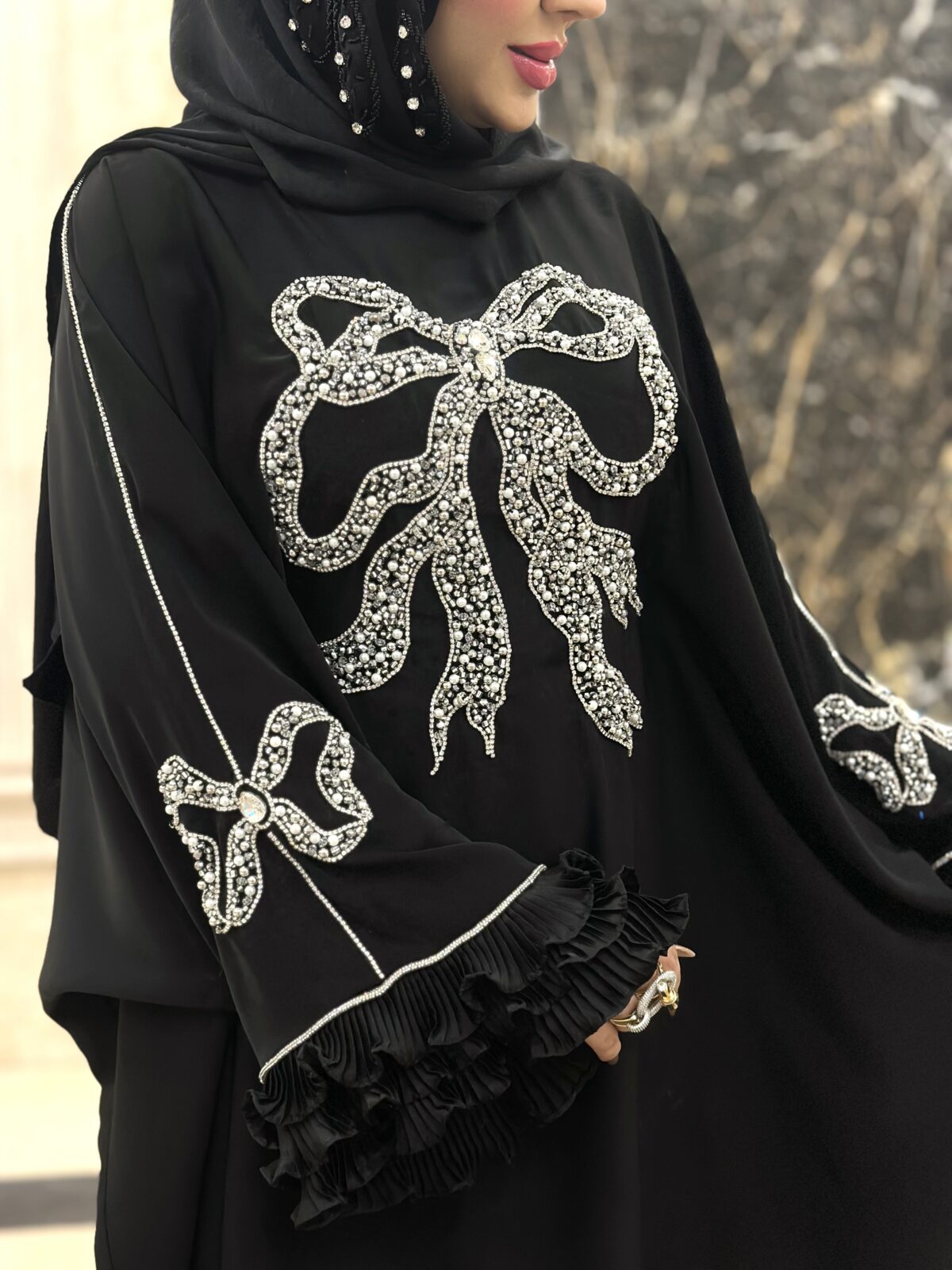 مانتوعبایی سنگدوزی مدل پاپیون - Image 7