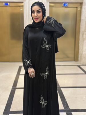 مانتوعبایی جلوباز مجلسی مدل پروانه - Image 4