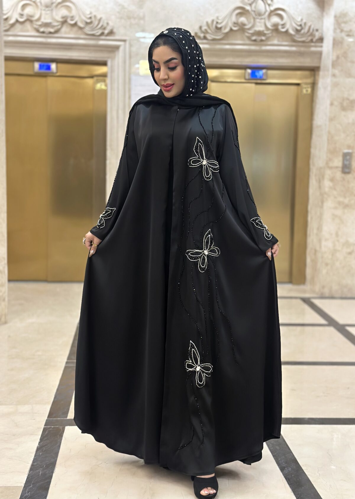 مانتوعبایی جلوباز مجلسی مدل پروانه - Image 2